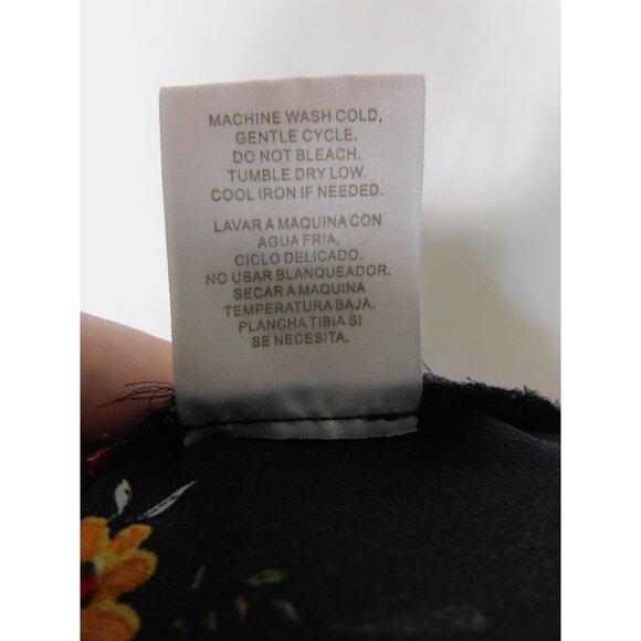 Crescent & Willough M Black Floral Boho Blouse Cottagecore Sheer - Picture 10 of 10